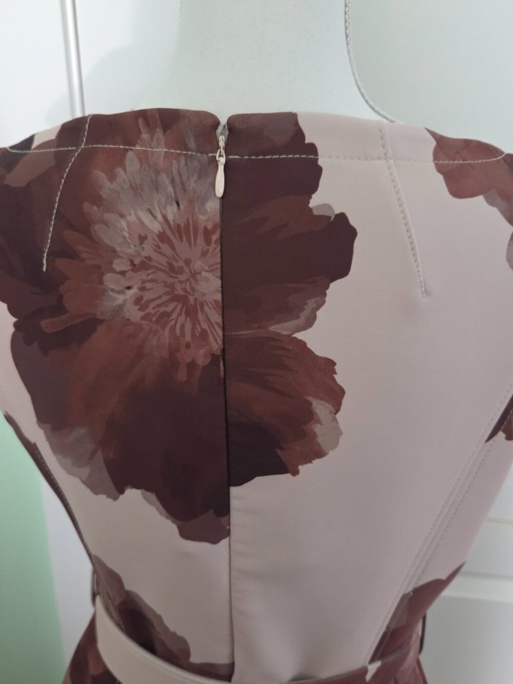 Floral V-Neck Belted Midi A-Line Dress - Picture 9 of 9